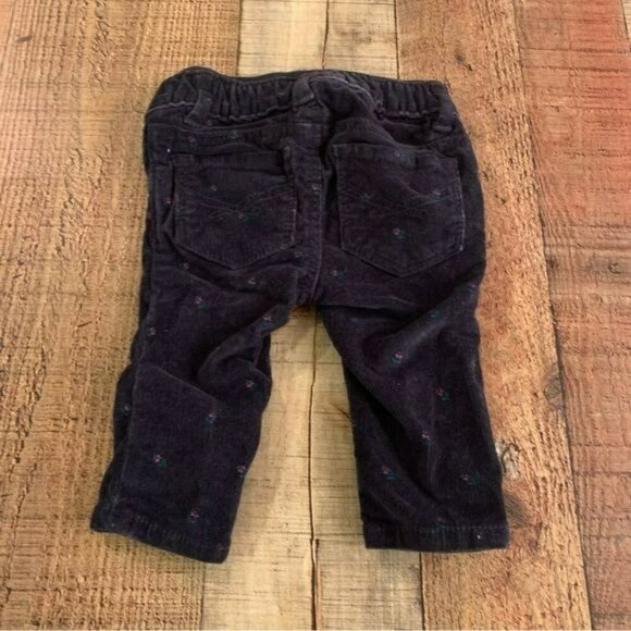 Gap Baby Girls Size 0-3M Navy Blue Corduroy Pants With Flowers - Picture 5 of 5